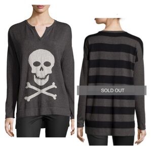 Lisa Todd Split Neck Cotton Cashmere Skull Striped S